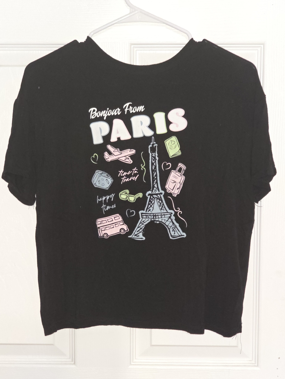 Kids' Bonjour From Paris Graphic Tee - Black